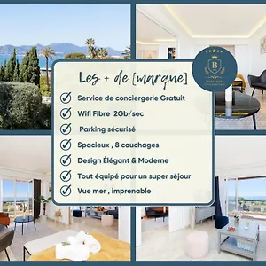 Apartment Riviera - Sea View - Clim - 50m Plage - De Standing - Spacieux 180 M2 - Parking, Cannes